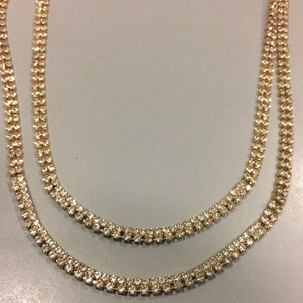 J. Crew Factory Crystal Two Layer Statement Neckl… - image 1